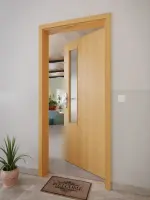 CloseUp-Milieuansicht von GARANT Wohnungseingangstür Eiche Premium GCK08 mit Lichtausschnitt LA-5 schlossseitig