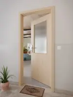 CloseUp-Milieuansicht von GARANT Wohnungseingangstür Authentic Achat CePaL mit Lichtausschnitt LA-6