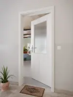 CloseUp-Milieuansicht von GARANT Wohnungseingangstür Authentic Grigio CePaL mit Lichtausschnitt LA-6