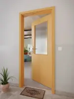 CloseUp-Milieuansicht von GARANT Wohnungseingangstür Buche Exklusiv GCK08 mit Lichtausschnitt LA-6