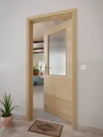 CloseUp-Milieuansicht von GARANT Wohnungseingangstür Quer Authentic Risseiche GCK08 mit Lichtausschnitt LA-6