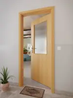 CloseUp-Milieuansicht von GARANT Wohnungseingangstür Eiche Premium CePaL mit Lichtausschnitt LA-6