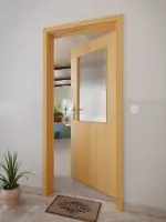 CloseUp-Milieuansicht von GARANT Wohnungseingangstür Eiche Premium GCK08 mit Lichtausschnitt LA-6