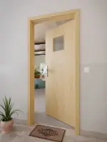 CloseUp-Milieuansicht von GARANT Wohnungseingangstür Authentic Asteiche CePaL mit Lichtausschnitt LA-7