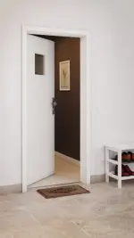 CloseUp-Milieuansicht von GARANT Wohnungseingangstür Authentic Bianco GCK08 mit Lichtausschnitt LA-7