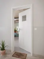 CloseUp-Milieuansicht von GARANT Wohnungseingangstür Authentic Grigio GCK08 mit Lichtausschnitt LA-7