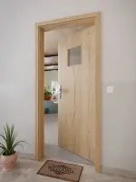 CloseUp-Milieuansicht von GARANT Wohnungseingangstür Authentic Risseiche GCK08 mit Lichtausschnitt LA-7