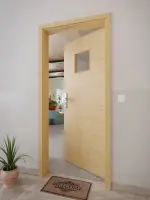 CloseUp-Milieuansicht von GARANT Wohnungseingangstür Quer Authentic Asteiche GCK08 mit Lichtausschnitt LA-7