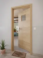 CloseUp-Milieuansicht von GARANT Wohnungseingangstür Quer Authentic Risseiche GCK08 mit Lichtausschnitt LA-7