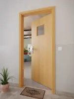 CloseUp-Milieuansicht von GARANT Wohnungseingangstür Eiche Premium CePaL mit Lichtausschnitt LA-7