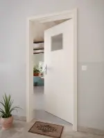 CloseUp-Milieuansicht von GARANT Wohnungseingangstür Authentic Perl CePaL mit Lichtausschnitt LA-8