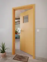 CloseUp-Milieuansicht von GARANT Wohnungseingangstür Buche Exklusiv CePaL mit Lichtausschnitt LA-8