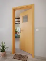 CloseUp-Milieuansicht von GARANT Wohnungseingangstür Buche Exklusiv GCK08 mit Lichtausschnitt LA-8