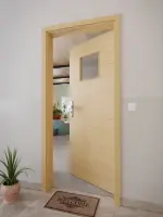 CloseUp-Milieuansicht von GARANT Wohnungseingangstür Quer Authentic Asteiche GCK08 mit Lichtausschnitt LA-8