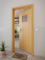 CloseUp-Milieuansicht von GARANT Wohnungseingangstür Eiche Premium GCK08 mit Lichtausschnitt LA-8