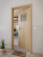 CloseUp-Milieuansicht von GARANT Wohnungseingangstür Authentic Risseiche CePaL mit Lichtausschnitt LA-9