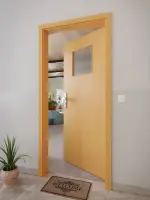 CloseUp-Milieuansicht von GARANT Wohnungseingangstür Buche Exklusiv CePaL mit Lichtausschnitt LA-9