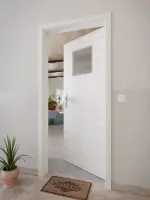 CloseUp-Milieuansicht von GARANT Wohnungseingangstür Quer Authentic Grigio GCK08 mit Lichtausschnitt LA-9