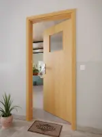 CloseUp-Milieuansicht von GARANT Wohnungseingangstür Eiche Premium CePaL mit Lichtausschnitt LA-9