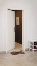 CloseUp-Milieuansicht von GARANT Wohnungseingangstür Weißlack 9010