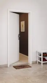 CloseUp-Milieuansicht von GARANT Wohnungseingangstür-Set Weißlack RAL 9016 CePaL mit Zarge und Beschlag