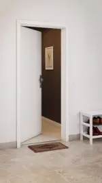 CloseUp-Milieuansicht von GARANT Wohnungseingangstür Weißlack 9016