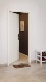 CloseUp-Milieubild von Typ 52 Weiß lackiert Lamikor Wohnungseingangstür - Kilsgaard