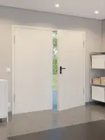 CloseUp-Milieuansicht von Außentür-Set 2-flg Stahl Mehrzwecktür STU/STS MZ-2 inkl. Eckzarge - Hörmann