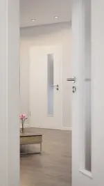 CloseUp-Milieuansicht von Weiß RAL 9016 LA 24 schlossseitig Basic Durat Innentür - Huga