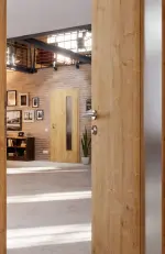 CloseUp-Milieuansicht von Asteiche LA 24 bandseitig Basic Durat Innentür - Huga