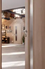 CloseUp-Milieuansicht von Eiche grau LA 24 schlossseitig Basic Durat Innentür - Huga