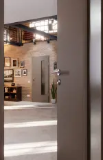 CloseUp-Milieuansicht von Taupe RAL 7048 LA 24 bandseitig Basic Lack Innentür - Huga