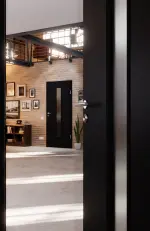 CloseUp-Milieuansicht von Anthrazit RAL 7016 LA 24 mittig Mattlack Basic Innentür - Huga