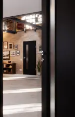 Detail-Milieuansicht von Anthrazit RAL 7016 LA 24 schlossseitig Mattlack Basic Innentür - Huga