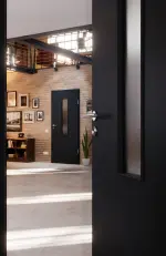 CloseUp-Milieuansicht von Anthrazit RAL 7016 LA 4 mittig Basic Lack Innentür - Huga