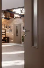 CloseUp-Milieuansicht von Taupe RAL 7048 LA 4 mittig Mattlack Basic Innentür - Huga