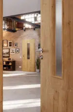 CloseUp-Milieuansicht von Asteiche LA 4 mittig Basic Durat Innentür - Huga