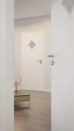 CloseUp-Milieuansicht von Weiß RAL 9016 LA 6 Raute Basic Durat Innentür - Huga