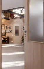 CloseUp-Milieuansicht von Eiche grau LA 7 Basic Durat Innentür - Huga