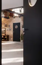 CloseUp-Milieuansicht von Anthrazit RAL 7016 LA Bullauge Basic Lack Innentür - Huga