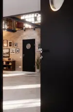 Detail-Milieuansicht von Anthrazit RAL 7016 LA Bullauge Mattlack Basic Innentür - Huga