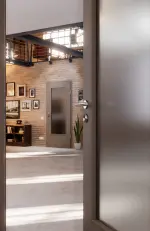 CloseUp-Milieuansicht von Taupe RAL 7048 DIN-LA Basic Lack Innentür - Huga