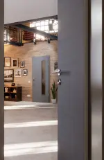 CloseUp-Milieuansicht von Cotton like Hygge Grau LA 24 bandseitig Basic Innentür - Huga