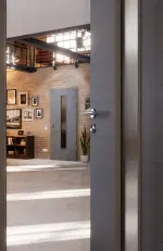 CloseUp-Milieuansicht von Cotton like Hygge Grau LA 24 mittig Basic Innentür - Huga