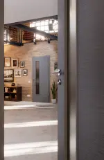 CloseUp-Milieuansicht von Strukturiert Hygge Grau LA 24 schlossseitig Basic Innentür - Huga