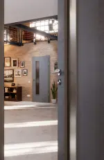 CloseUp-Milieuansicht von Cotton like Hygge Grau LA 24 schlossseitig Basic Innentür - Huga