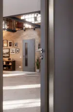 CloseUp-Milieuansicht von Ultramatt Hygge Grau LA 24 schlossseitig Basic Innentür - Huga