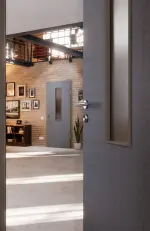 CloseUp-Milieuansicht von Cotton like Hygge Grau LA 4 mittig Basic Innentür - Huga