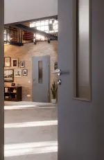 CloseUp-Milieuansicht von Ultramatt Hygge Grau LA 4 mittig Basic Innentür - Huga