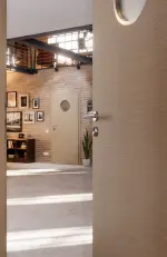 CloseUp-Milieuansicht von Strukturiert Taupe LA Bullauge Basic Innentür - Huga